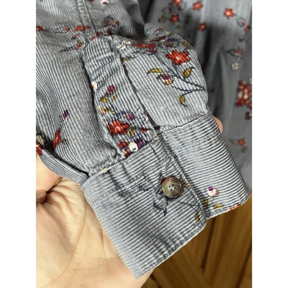 Anthropologie Building 18 Corduroy Floral Button Down Shirt Women's Size 4 Top - Picture 7 of 8